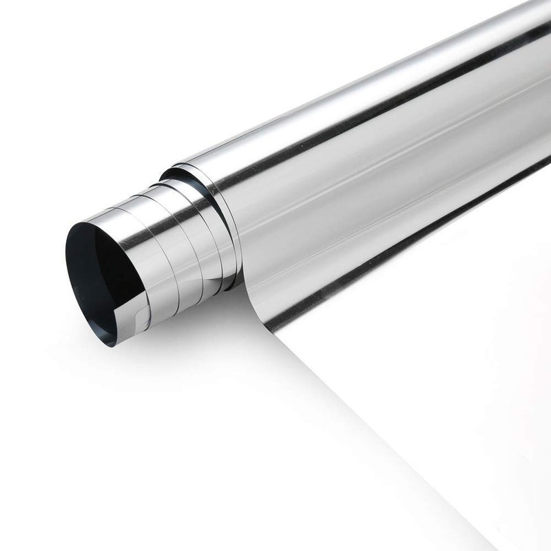 SW فيلم نافذة الخصوصية فيلم عاكس نافذة من جهة واحدة حجب الشمس، التحكم في الحرارة ومضاد للأشعة فوق البنفسجية لزجاج النوافذ، 60 بوصة × 17.7 بوصة، فضي - Image 1